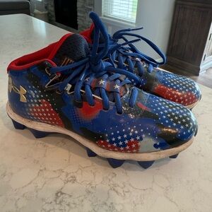 Boys Under Armour Spotlight 4 RM Jr "USA" football cleats